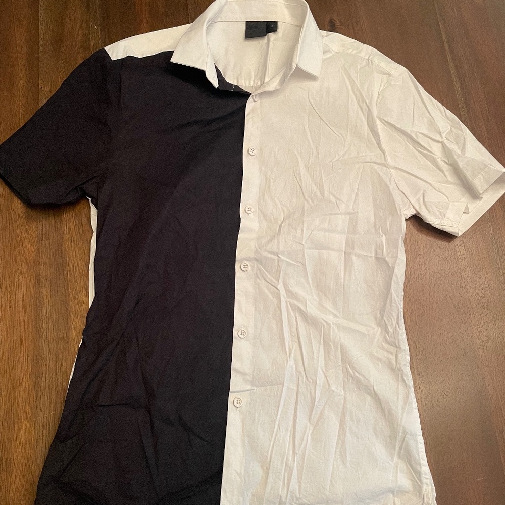 ASOS - black and white split two toned button up